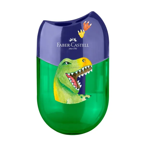 Ascutitoare dubla cu container, Dinozauri Faber-Castell