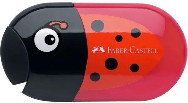 Ascuțitoare dublă Faber-Castell - Gărgăriță, cu rezervor și radieră