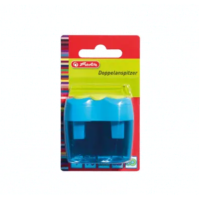 Ascutitoare dubla Herlitz bicolora plastic cu container Ascutitoare dubla Herlitz bicolora plastic cu container