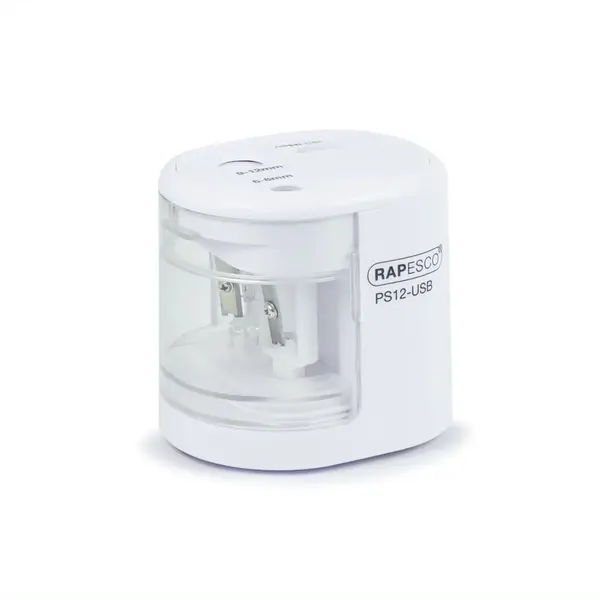 Ascuțitoare electrică Rapesco PS12 alba dublă pentru creioane 6–12 mm Ascuțitoare electrică Rapesco PS12 alba dublă pentru creioane 6–12 mm