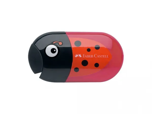 Ascutitoare plastic dubla cu container si radiera,model buburuza Faber Castell