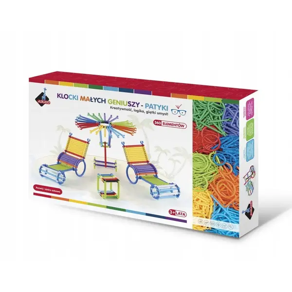 ASKATO Set Constructie ASKATO Blocks Sticks, 360 elemente, Plastic, Varsta 3+