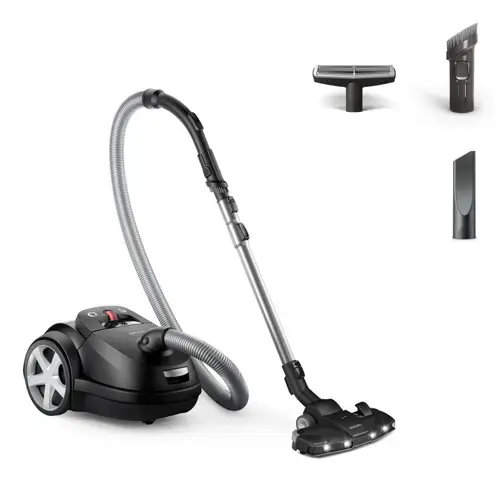 Aspirator cu sac Philips XD8122/10, 900 W, 4 l, Filtru HEPA, Cablu 9 m (Negru)