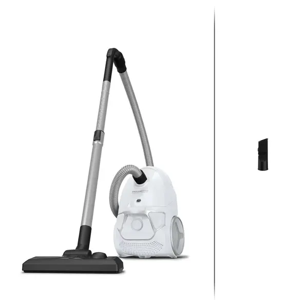 Aspirator cu sac Rowenta Compact Power RO3927EA 750W filtrare 2 nivele 99.98% recipient sac 3L raza de operare 8.8m alb