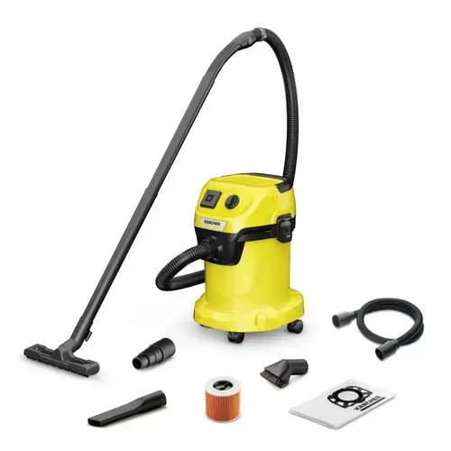 Aspirator Karcher WD 3 P V-17/4/20 Workshop, umed/uscat, 230W, 45l/s (Galben/Negru)