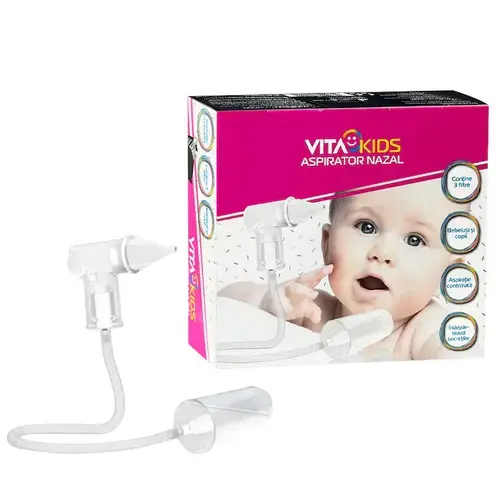 Aspirator nazal manual Vita Kids, bebelusi si copii, pentru indepartarea secretiilor nazale