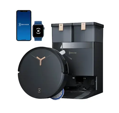 Aspirator robot Ecovacs DEEBOT T50 MAX PRO OMNI G2, Autonomie 200 minute, 18500 Pa, Navigare cu laser, Programare, Asistent vocal, TruEdge 2.0, OZMO Turbo (Negru)