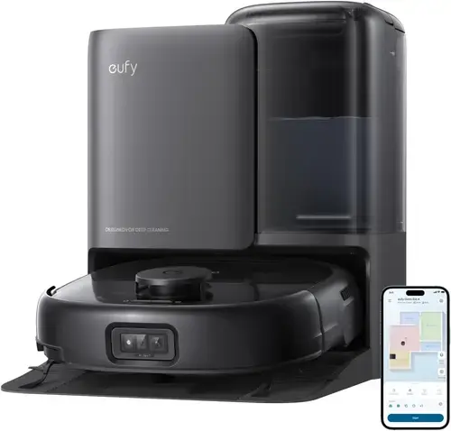 Aspirator robot eufy E25 Omni cu mop, sistem 20,000 Pa, sistem HydroJet, statie All-in-one (Negru)