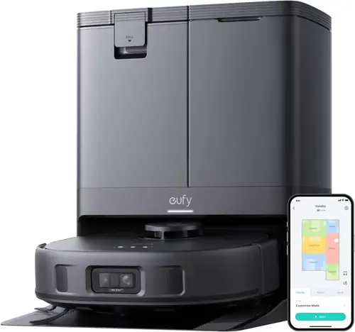 Aspirator robot eufy X10 Pro Omni, 8,000 Pa, Dual Mop, AI, Autonomie 120 minute, 60 W, Apa curata 3 l, Apa uzata 2.7 l, Recipient praf 2.5 l (Negru)