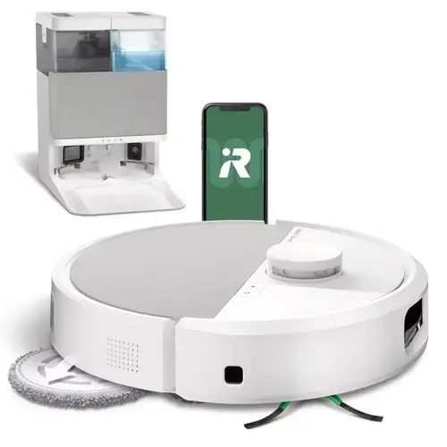 Aspirator robot iRobot 505 Combo Plus, 7000Pa, Autonomie 75 minute, Navigare cu ClearView™ Pro LiDAR, Recipient praf 295 ml, Wi-Fi (Alb)
