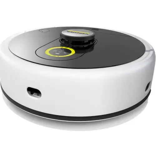 Aspirator robot mop cu role inteligent Karcher RCF 3 1.269-660.0, navigatie LiDar, 5200mAh, autonomie 120 de minute, 80m², putere de aspirare 5000 Pa, recipient apa curata 430ml, rezervor apa murdara 115 ml (Alb/Negru)