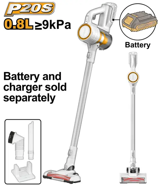 Aspirator Vertical 20V INGCO CVLI20061 fara baterie, filtru HEPA si sistem ciclonic multiplu