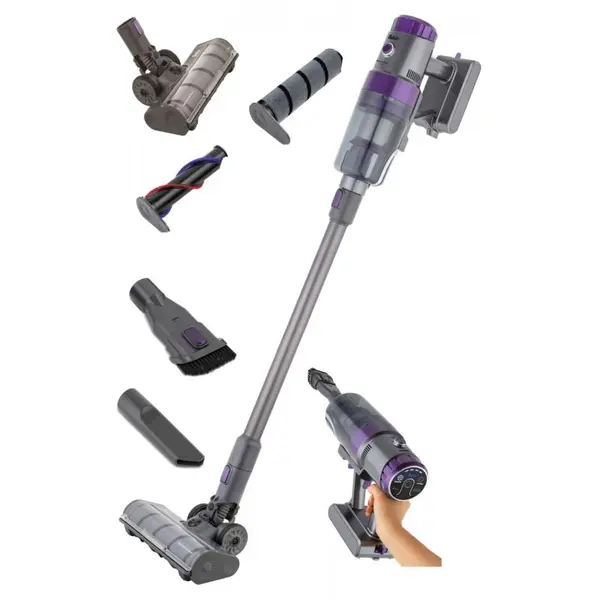 Aspirator vertical 2in1 Fakir INOVATOR 6065, Perie electrica, 30 V, 350W, 40 min autonomie, Ecran LED touch, HEPA, Iluminare LED perie, 500 ml, Mov