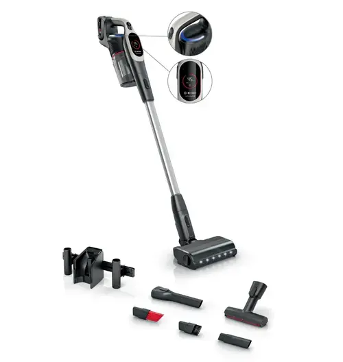 Aspirator vertical Bosch Unlimited 9 BCS931GAC, Recipient 0.4 l, 18 V, Autonomie 60 min, 3 moduri curatare, Sistem anti-incalcire (Negru)