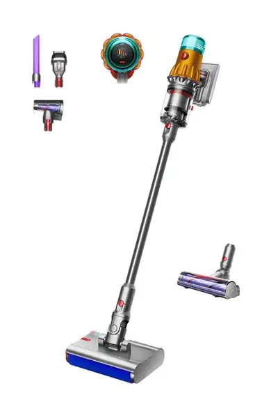 Aspirator vertical Dyson V12s Detect Slim Submarine (2025), 140 AW, 3 moduri putere, Autonomie 60 minute, Recipient 0.35 l (Galben/Nichel)