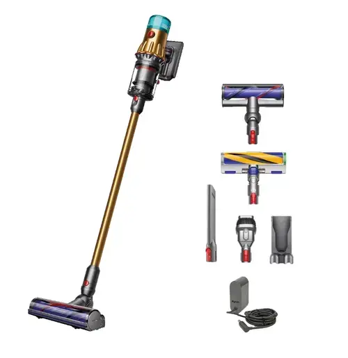 Aspirator vertical fara fir Dyson V12 Slim Detect Absolute 448870-01, 545 W, cu filtru HEPA, autonomie 60 de minute, 3 moduri de curatare (Auriu)