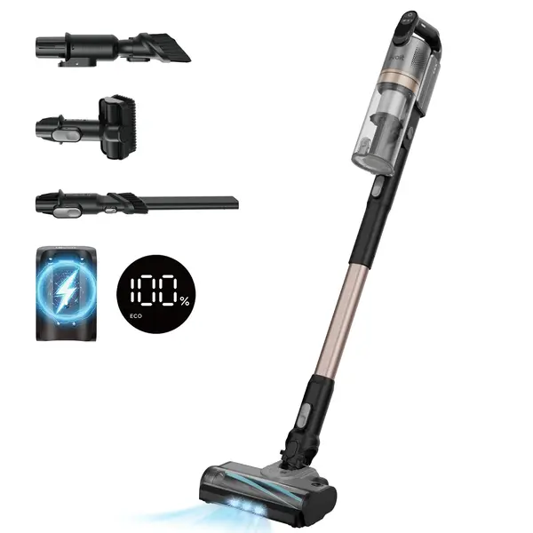 - Aspirator vertical fără fir Levoit 300 PLUS, Autonomie 60 min, 240W, Filtrare 99.99%, Filtru HEPA 5 Stadii, Recipient praf 0.75L, Negru&Argintiu