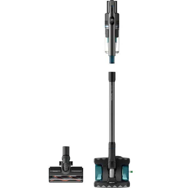 Aspirator vertical fara fir Philips Aqua Plus XC8055/01, Aqua Plus, 25.2V, Autonomie 80 min, PowerCyclone 12, Filtrare in 5 etape