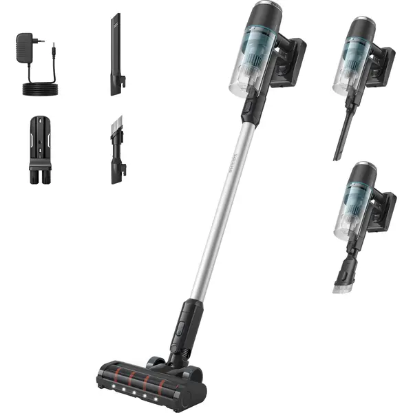 Aspirator vertical fara fir Philips Seria 3000 XC3031/01, 25.2 V, Autonomie 60 minute, PowerCyclone 8, Misty Dawn
