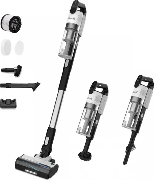 Aspirator vertical Levoit LVAC 200 HEAPVCLVNEU0014Y, Autonomie 50 minute, Recipient 0.75 l, 22.2 V, Filtrare in 5 trepte, 82 dB (Alb/Negru)