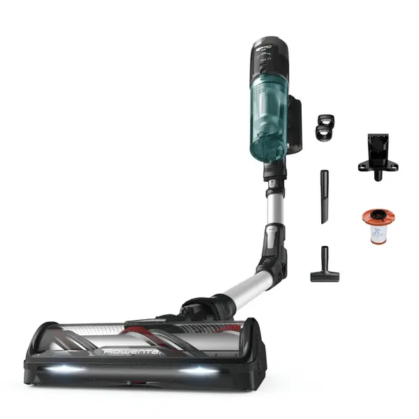 Aspirator vertical Rowenta X-Force Flex 13.60 RH9A32WO 380W autonomie 60 min perie cu LED panou Smart Control Display filtrare 99 9% recipient p