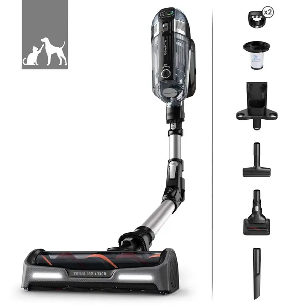 Aspirator vertical Rowenta X-Force Flex 14.60 RH9958WA 200 AW Smart Control Display Functie Boost autonomie 1 ora 10 minute Negru/gri