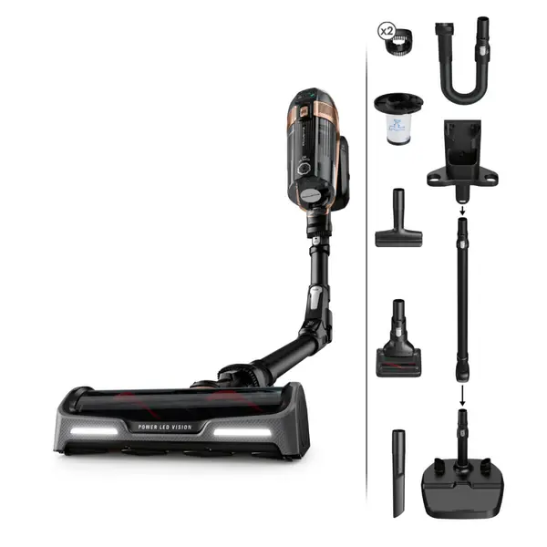 Aspirator vertical Rowenta X-Force Flex 15.60 RH99F1WO 520W Tehnologie flex display control accesorii animal care stație încărcare recipient