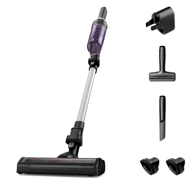 Aspirator vertical Rowenta X-Nano RH1129WO, 100 W, 0.4l, 4200 rpm, autonomie 40 min, 14.8V, tehnologie ciclonica, perie pentru tapiterie, negru & mov
