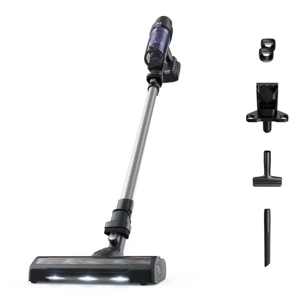 Aspirator vertical Rowenta X-Pert 7.60 RH6A35WO, 140W, recipient de praf 0.44L, autonomie pana la 45 minute, filtrare 99%, perie cu LED, tehnologie ciclonica, violet & negru
