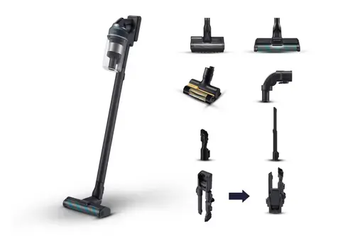 Aspirator vertical Samsung Jet 85 Complete Extra VS20C8524TB/WA, 580 W, Putere aspirare 280 W, Aspirare Jet Cyclone, Recipient 0.8 l (Negru/Albastru)