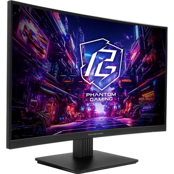 ASROCK Monitor Gaming VA LED ASRock 27 PG27QRT1B, QHD (2560 x 1440), HDMI, DisplayPort, Boxe, Ecran curbat, 180 Hz, 1 ms, Negru