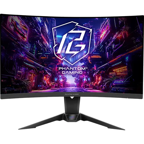 ASROCK Monitor Gaming VA LED ASRock 27 PG27QRT2A, QHD (2560 x1440), HDMI, DisplayPort, Boxe, Ecran curbat, 180 Hz, 1 ms, Negru