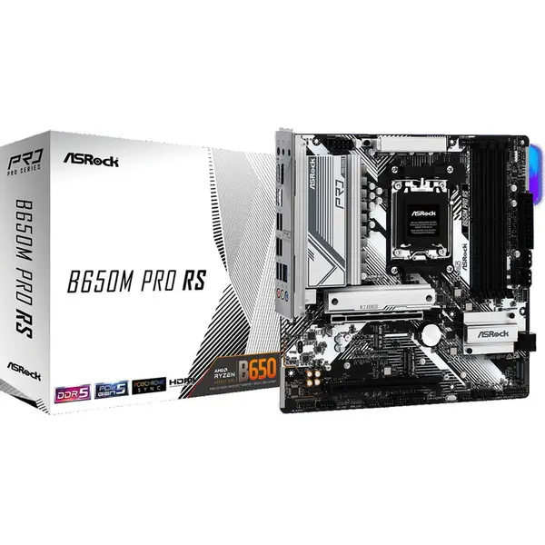 ASROCK Placa de baza ASRock B650M Pro RS, mATX, Memorie suportata 192 GB DDR5, Socket AM5