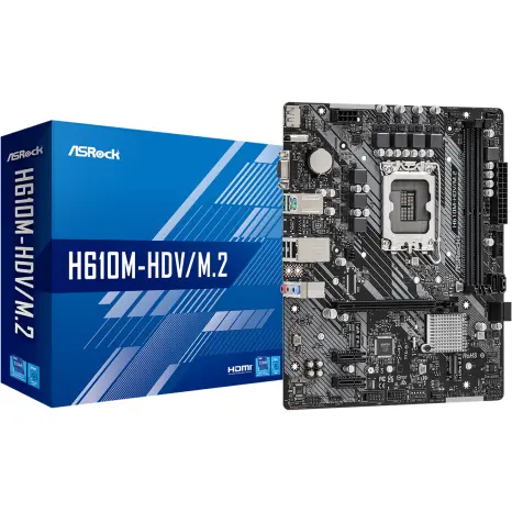 ASROCK Placa de baza ASRocK H610M-HDV/M.2, Intel H610, Socket 1700, mATX