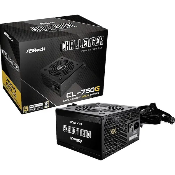 ASROCK Sursa alimentare ASRock Challenger CL-750G, 750W, 80 Plus Gold, 20+4 Pin ATX, Active PFC