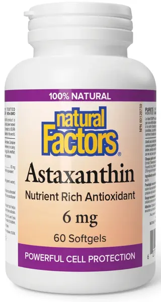 Astaxanthin, 6 mg, 60 capsule moi, Natural Factors