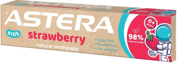 Astera Natural Kids Pastă de dinţi Strawberry, 0luni+, 50 ml