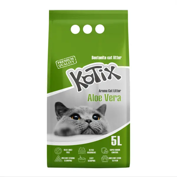 Asternut igienic pentru pisici bentonita Kotix, 5l, aroma Aloe Vera
