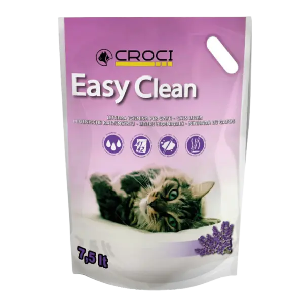 Asternut igienic pentru pisici Croci Easy Clean, Silicat, Lavanda, 7.5L