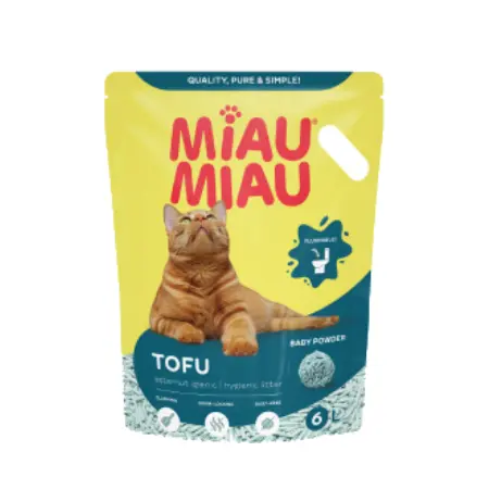 Asternut igienic pentru pisici Miau Miau Tofu Baby Powder 6L