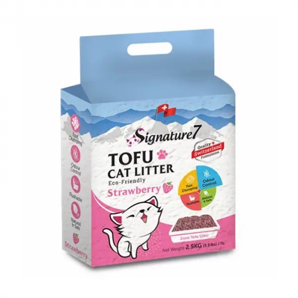 Asternut igienic pentru pisici Signature7 Tofu cu aroma de Capsuni 7L