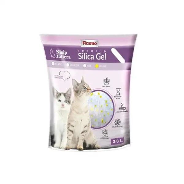 Asternut igienic pentru pisici Silicat Gel Figaro cu Lamaie 3,8L