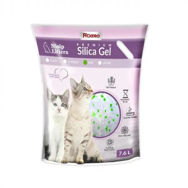 Asternut igienic pentru pisici Silicat Gel Figaro cu Mar 7,6L
