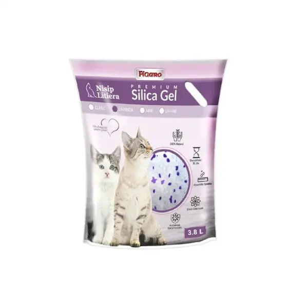 Asternut igienic pentru pisici Silicat Gel Figaro Lavanda 3,8L