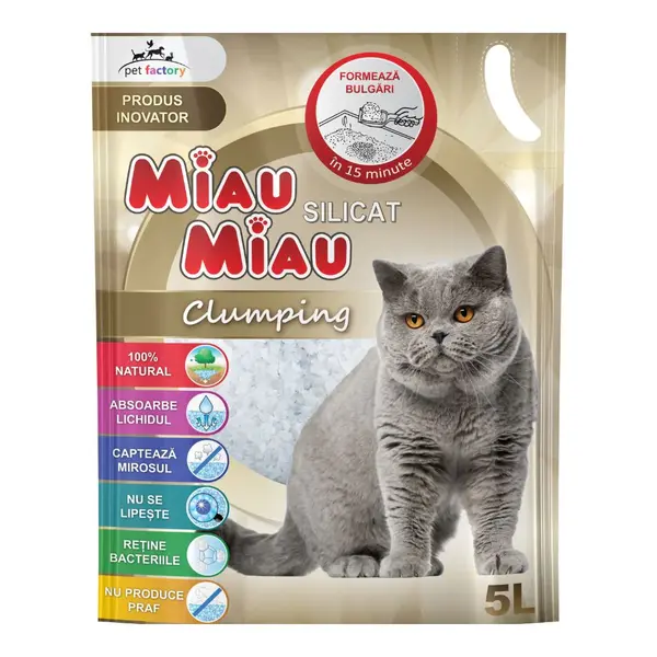 Asternut Pisici MIAU MIAU Silicat Clumping 5L 5l