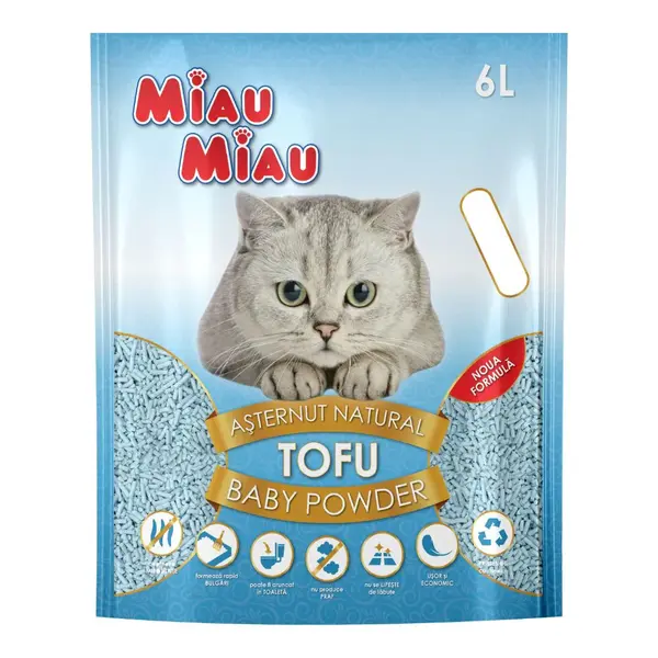 Asternut Pisici MIAU MIAU Tofu Baby Powder 6L 6l
