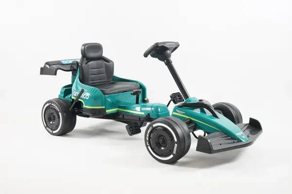 Aston Martin Go Kart Formula 1 cu pedale, pentru copii 4-8 ani, roti moi EVA, verde