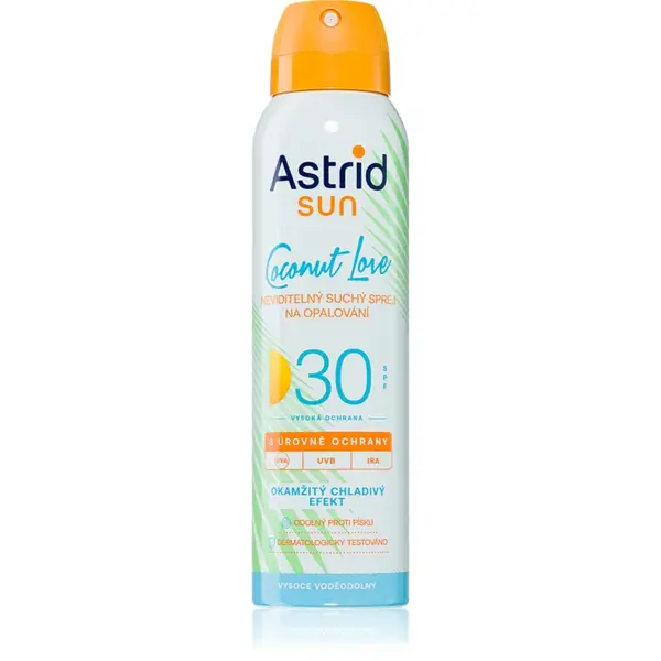Astrid Sun Coconut Love spray transparent pentru bronzat SPF 30 cu o protectie UV ridicata 150 ml