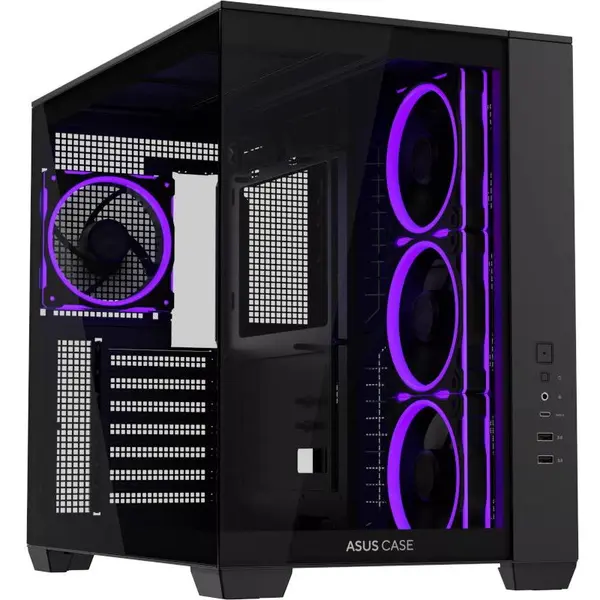 Asus Carcasa Asus A32 PLUS TG ARGB, Middle Tower, Tempered glass, Negru