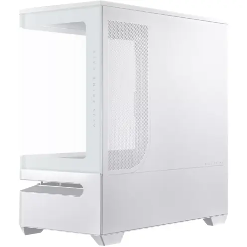 Asus Carcasa PC Asus AP202 ARGB, Small Tower, mITX, mATX, Sticla temperata, 3 ventilatoare incluse, Alb
